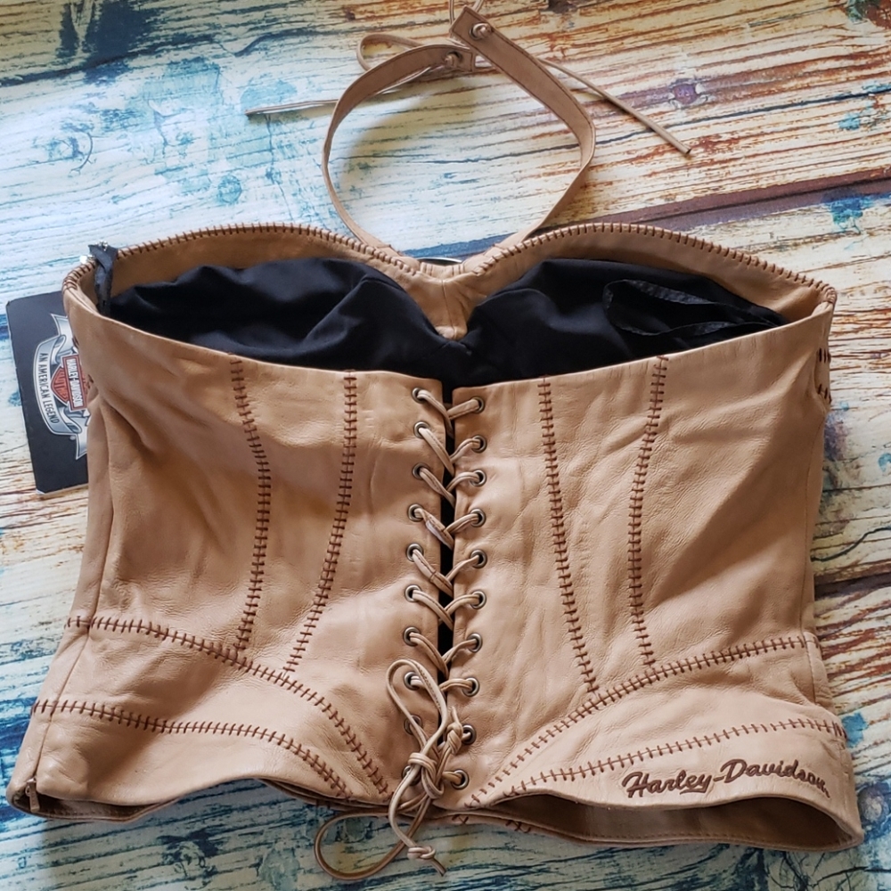 Harley Davidson 100% leather halter corset 8 - Picture 3 of 8
